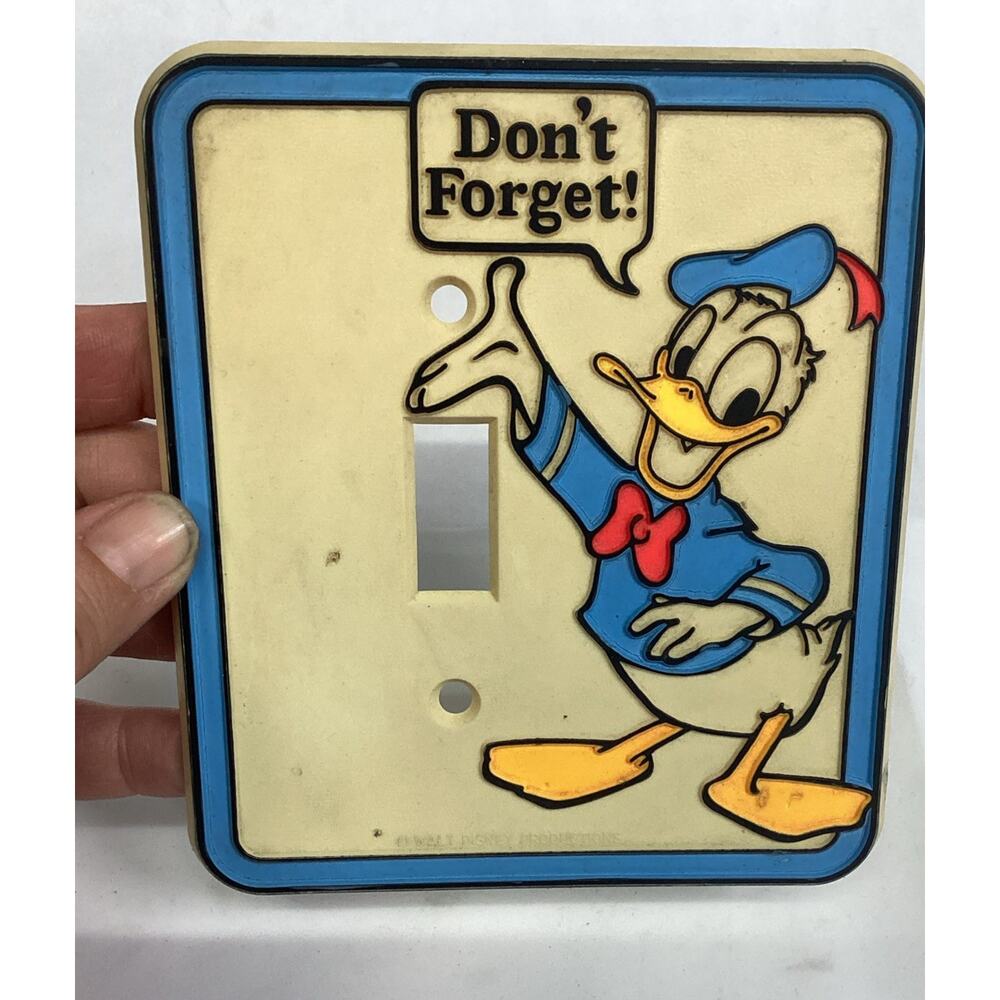Donald Duck "Don't Forget" Vintage Light Switch Plate Cover Walt Disney